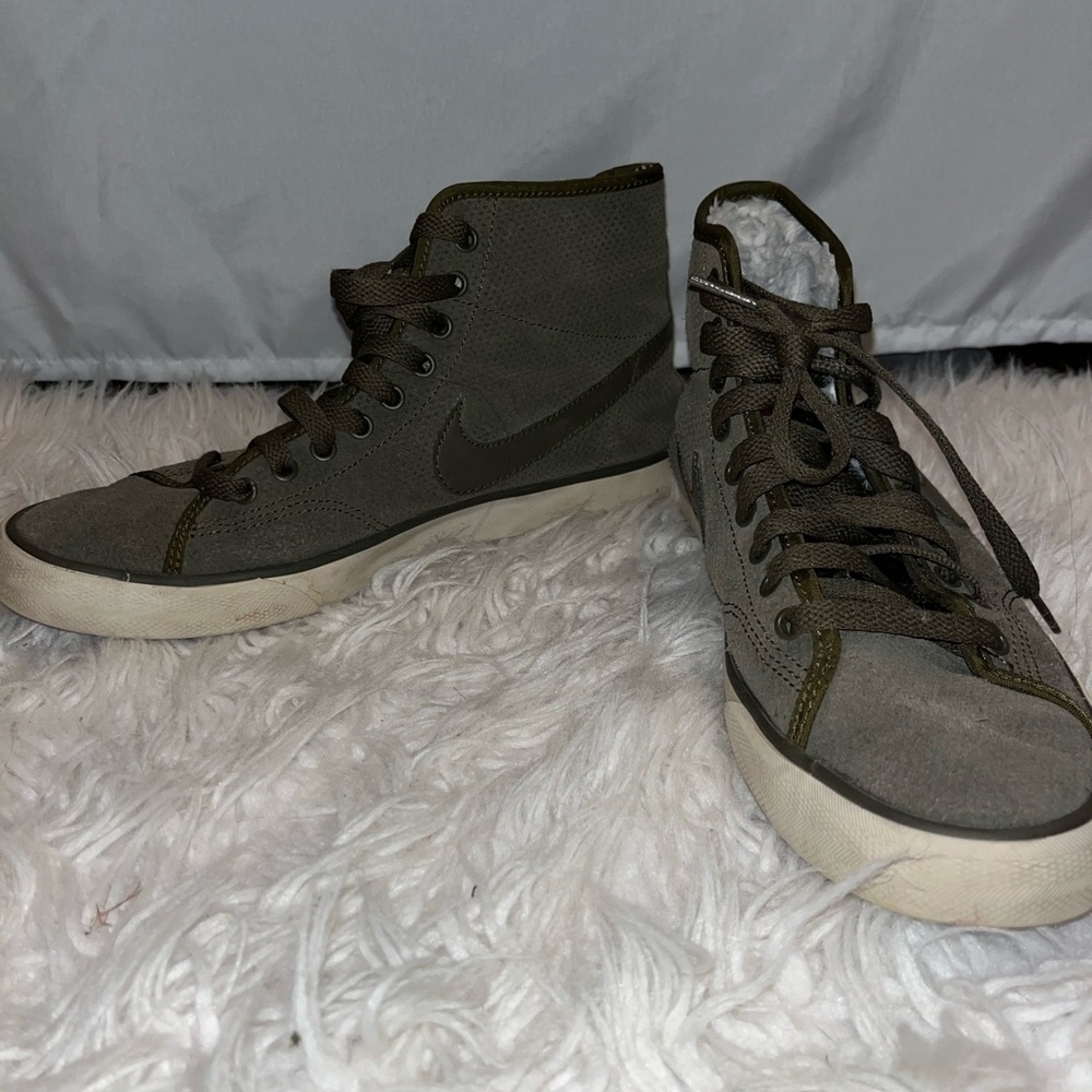 Green suede Nike hightops